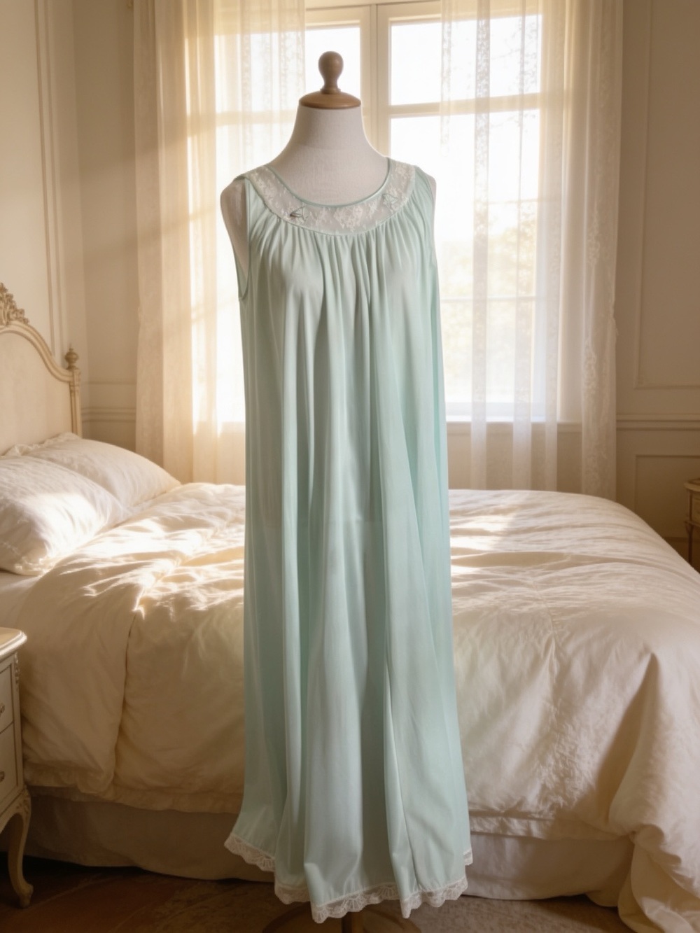 Vintage LUCIE ANN Claire Sanders Slip Dress Green Lingerie Peignoir Chemise